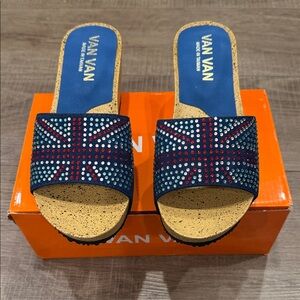 Van Van New With Box Bejeweled Slide Sandel Wedges Various Sizes